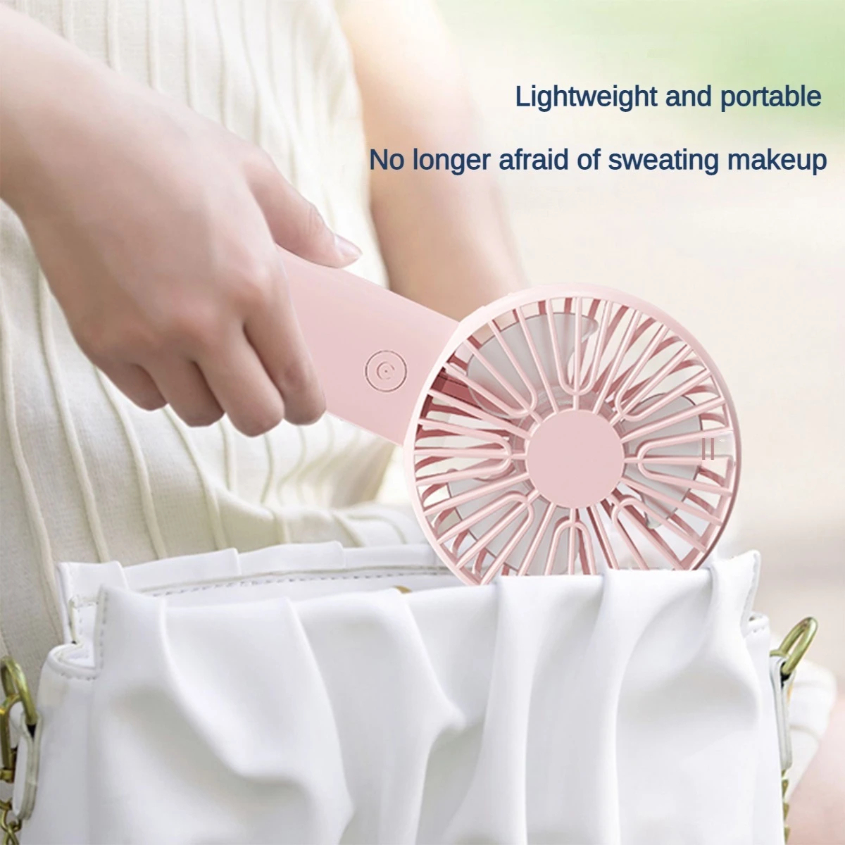 Rechargeable Mini Handheld Fan Classic Quiet USB Desk Fan Long Battery Life, Portable for Outdoor Use 8.1×3.7×2.6in