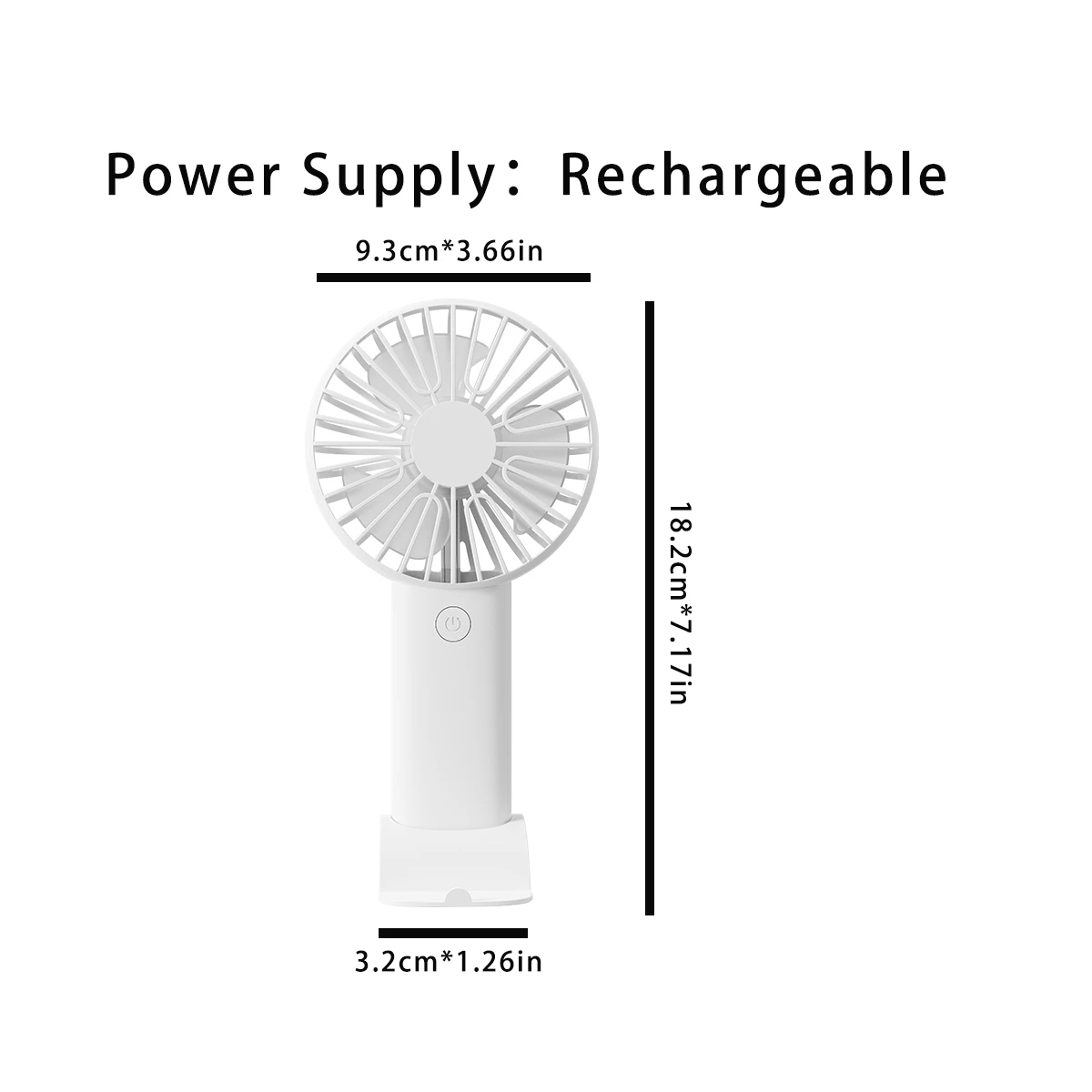 Rechargeable Mini Handheld Fan Classic Quiet USB Desk Fan Long Battery Life, Portable for Outdoor Use 8.1×3.7×2.6in