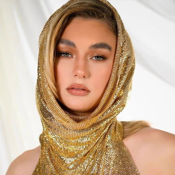 Sequin Headscarf Set Metallic Windproof Festival Scarf for Women, Y2K Glam Outfit Accessory, Burning Man & Rave Wear