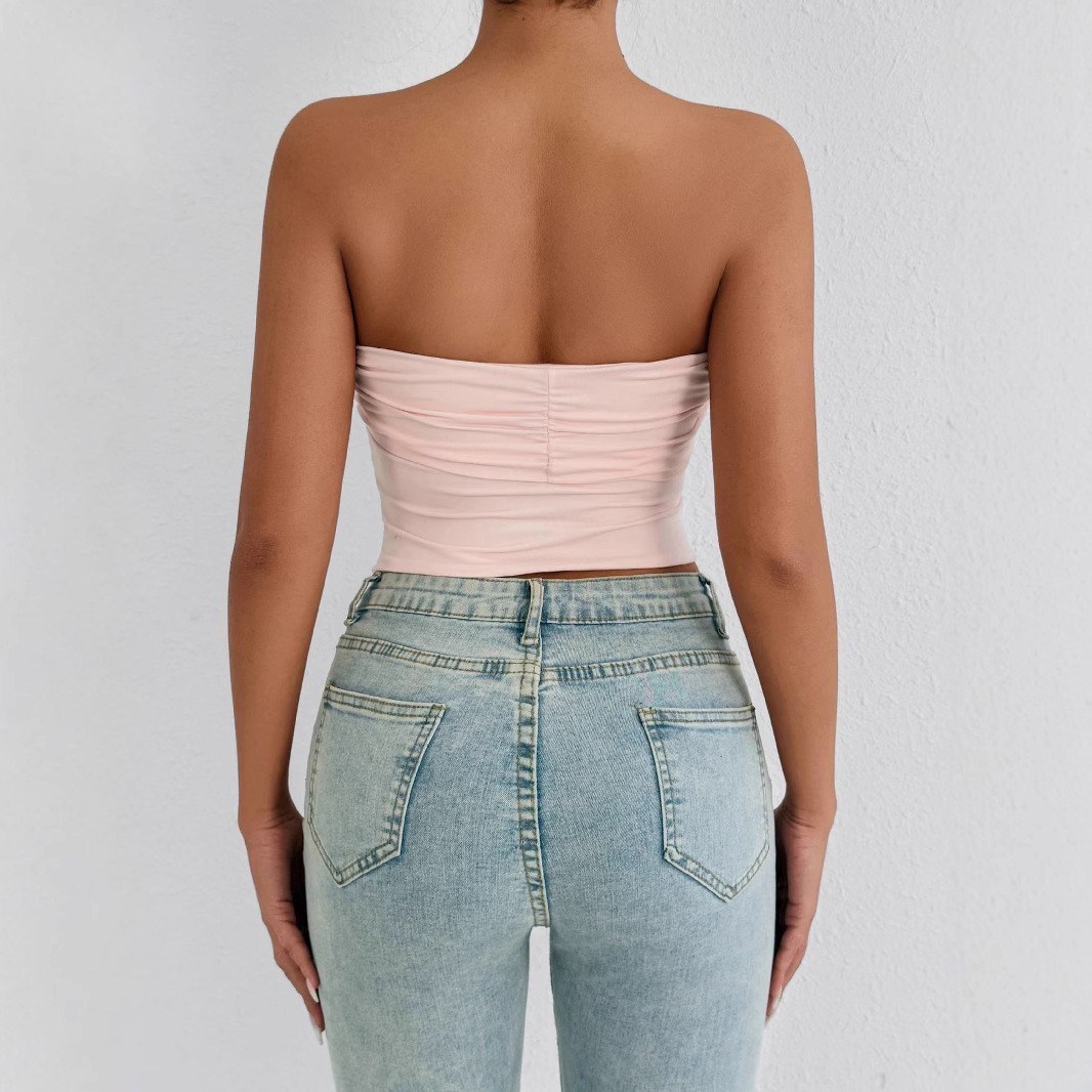 Elegant Strapless Crop Tube Top Summer Bodycon Push-Up Bustier for Women
