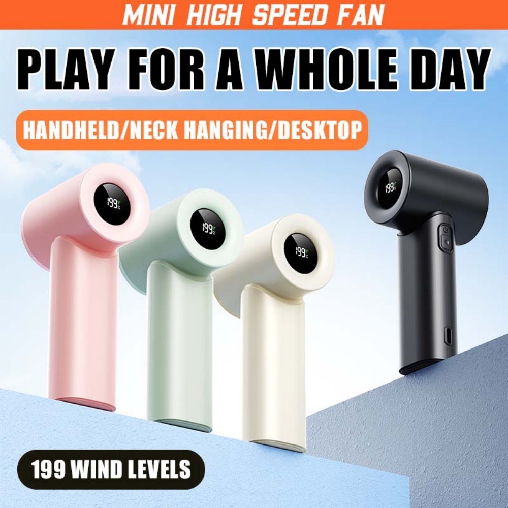 Mini USB Handheld Fan, 5-Speed Rechargeable Pocket Fan with Brushless Motor, Quiet & Portable