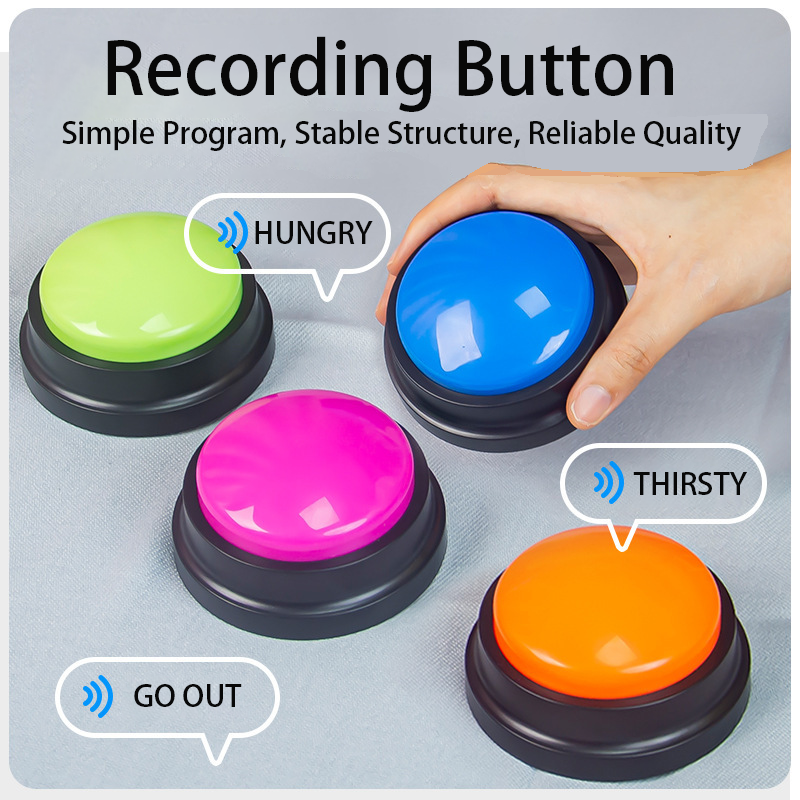 Pet Communication Buttons: 4-Pack Recordable Dog Cat Training Buzzers Set Pet Training Gift For Pet Lovers Animal Person