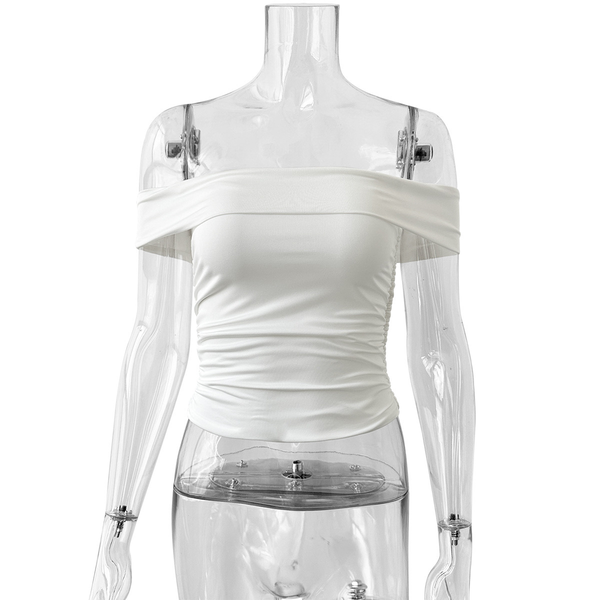 2025 Summer Off Shoulder T-Shirt Sizes XS-L Short Sleeve Raglan Crop Top