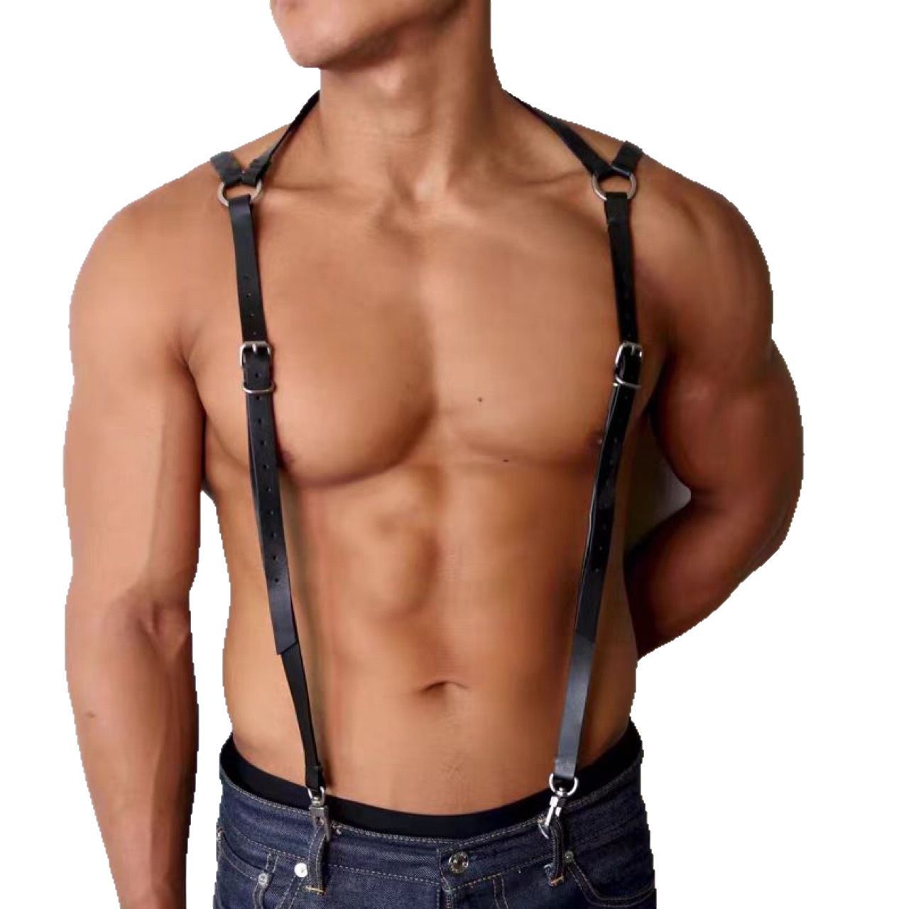 Men’s Fashion Bonded Harness PU Leather Chest Strap Vest