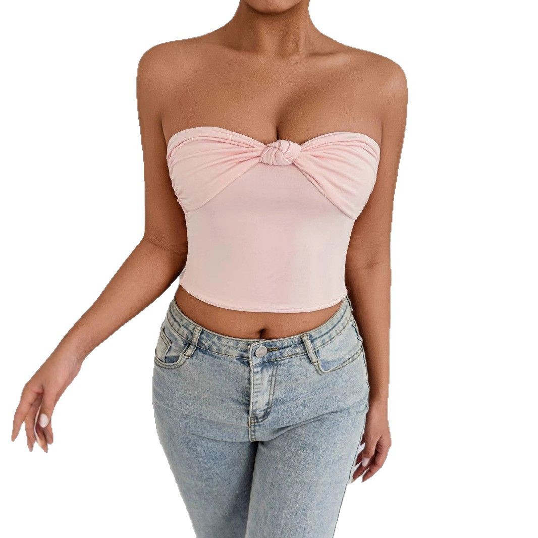 Elegant Strapless Crop Tube Top Summer Bodycon Push-Up Bustier for Women