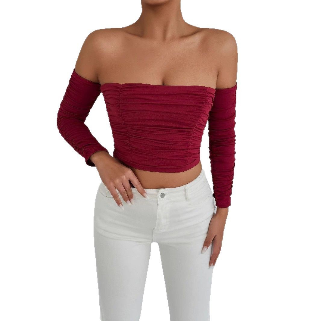 Women's Off Shoulder Sexy Pullover Top Detachable Raglan Sleeve Design Sizes XS-L Elegant Solid Color Slim Fit Blouse for Summer