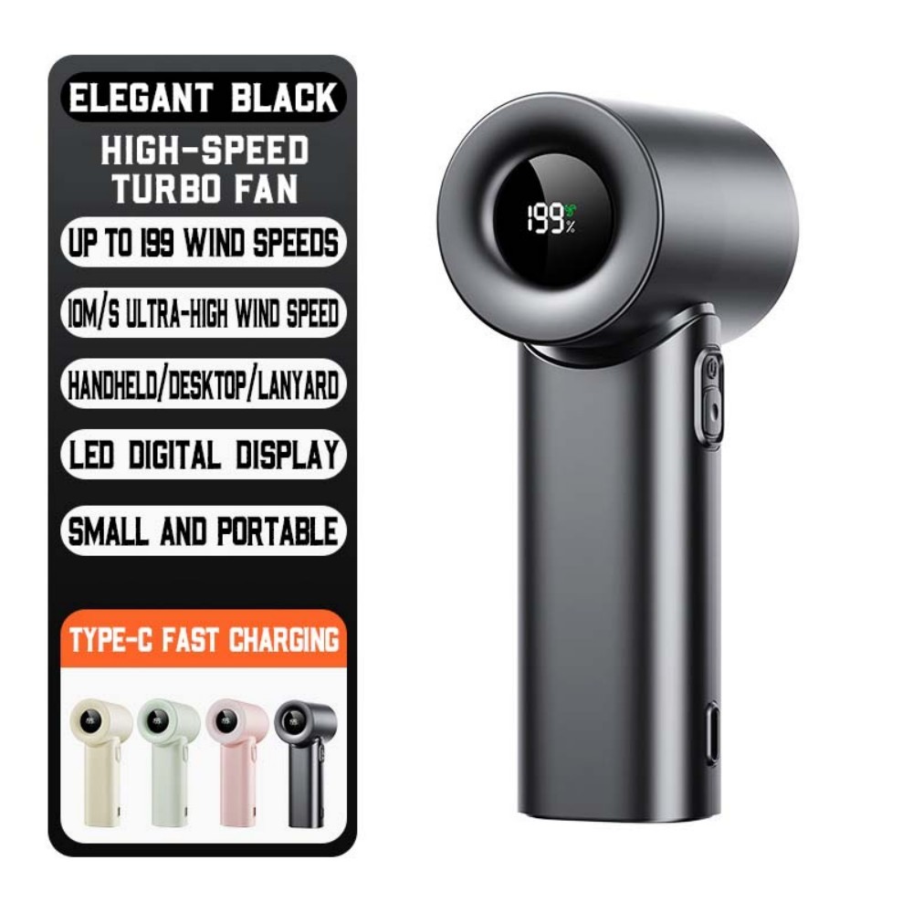 Mini USB Handheld Fan, 5-Speed Rechargeable Pocket Fan with Brushless Motor, Quiet & Portable