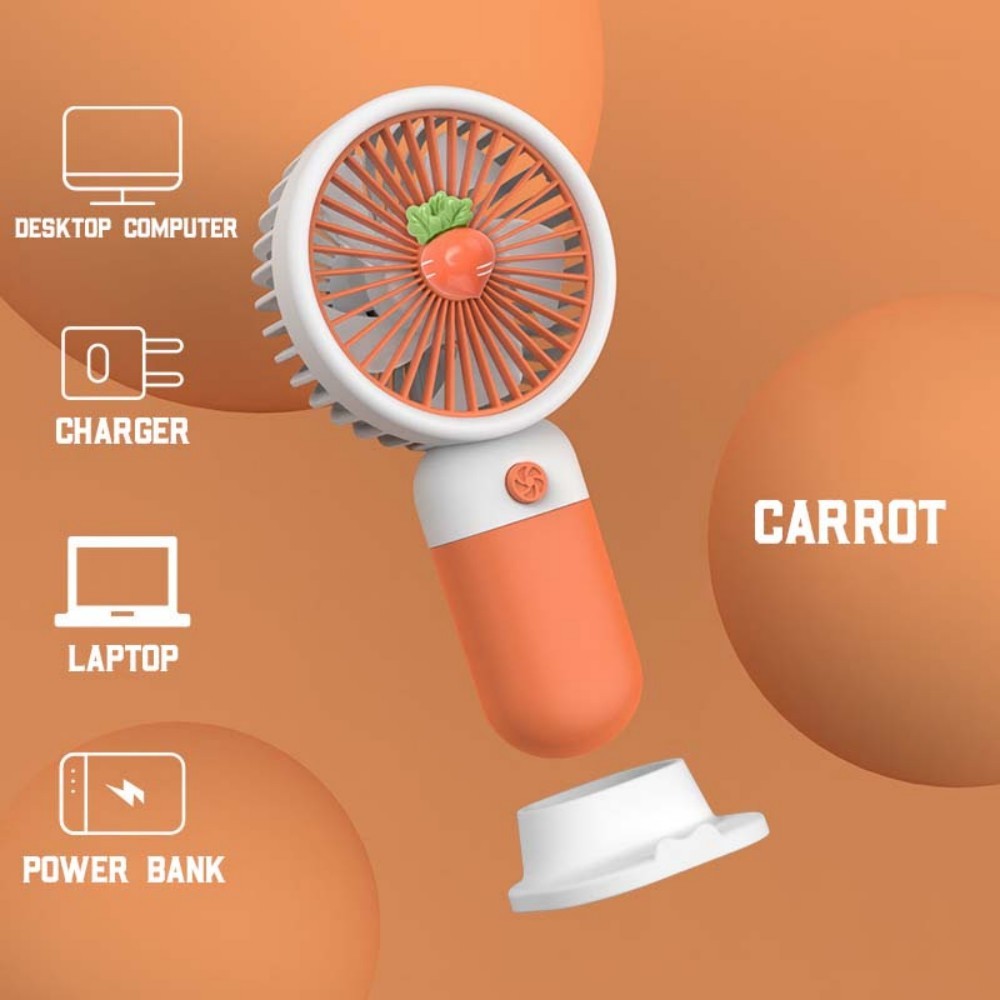 Cute Fruit Mini USB Handheld Fan Portable Cartoon Rechargeable Fan for Students & Travel