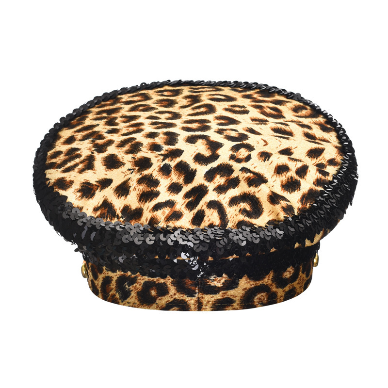 Sequin Leopard Burning Man Hat Handmade Rhinestone Canvas Visor Cap for Festivals, Raves & Stage Performances