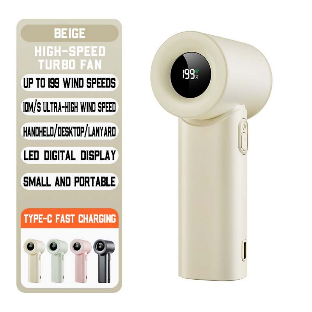 Mini USB Handheld Fan, 5-Speed Rechargeable Pocket Fan with Brushless Motor, Quiet & Portable