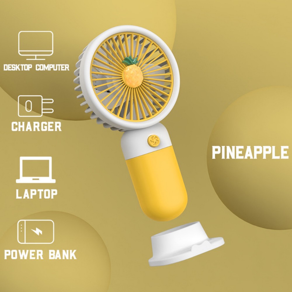 Cute Fruit Mini USB Handheld Fan Portable Cartoon Rechargeable Fan for Students & Travel