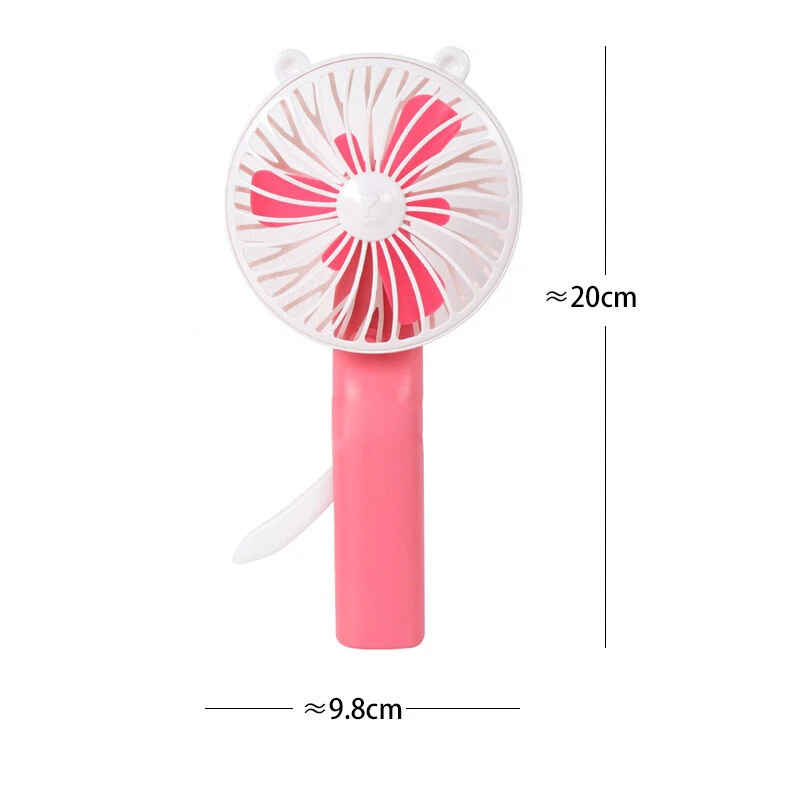 Portable Hand Pressure Fan Manual No-Battery Pink Fan for Outdoor Cooling (20×9.8cm / 7.87×3.86in)