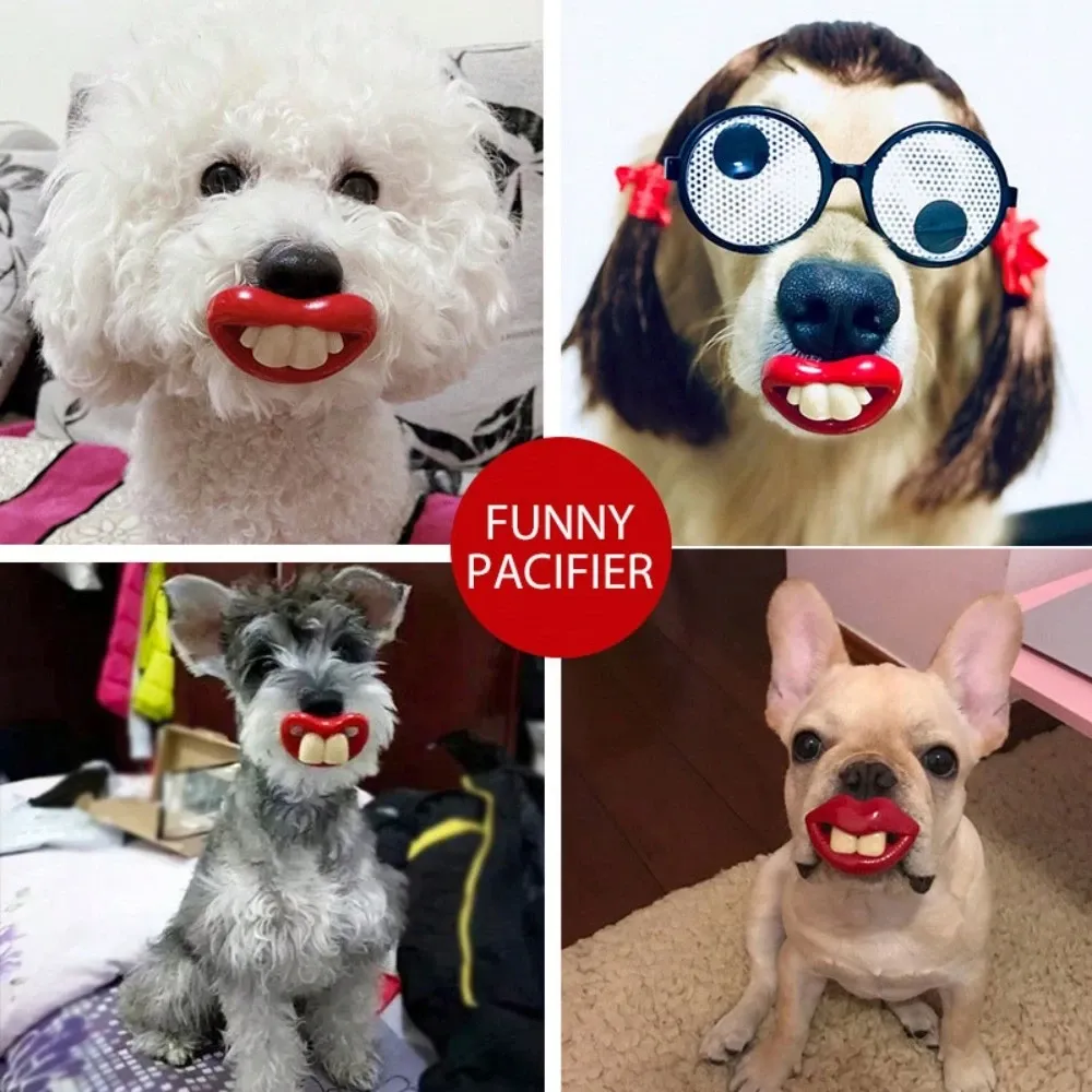 1 Pcs Dog Toy Pet Funny Pacifier Teddy Bichon Schnauzer Bulldog Red Lips Funny