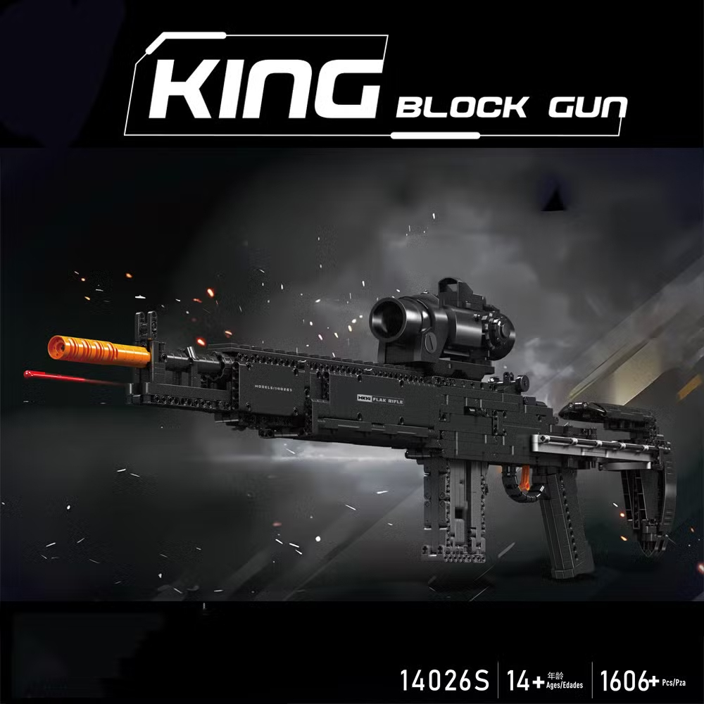 Building Block Gun for Adults, 1: 1 AKM-47 Model Gun That Shoot Rubber Band Educational Toys DIY Assembling Building Toys Set for Boys Age 14+, Collectible Gift for Military Weapon Toy Lovers,1166Pcs