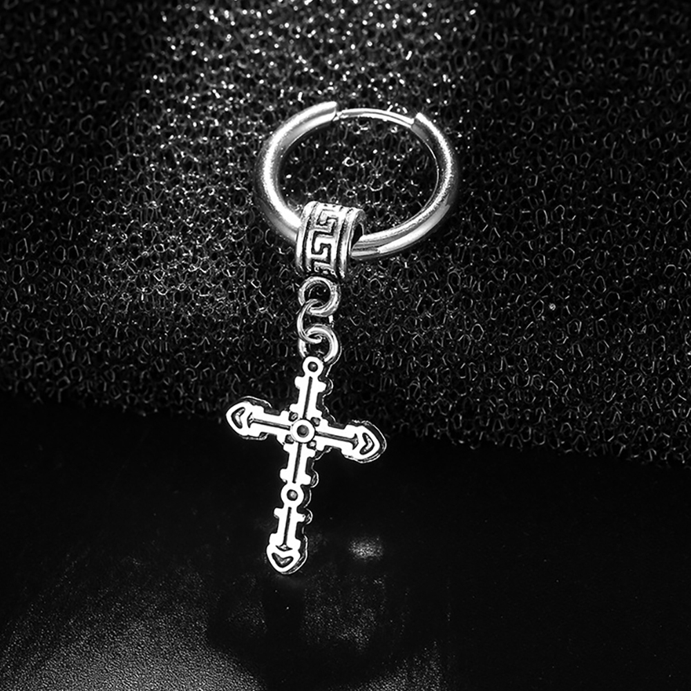 Men's Earrings Punk Cross Earrings Stainless Steel Earrings Gift For Boyfriend - soufeelus