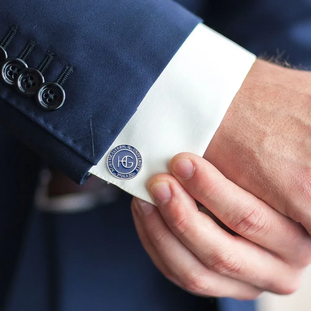 Personalized Name Colorful Enamel Cufflinks, Initials Engraved Cufflinks with Box, Father's Day/Valentine's Day/Wedding Gift for Dad/Husband/Groom