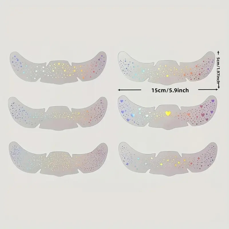 6 Sheets Sparkle Freckles Stickers, Rainbow Heart Star Pattern Waterproof Temporary Tattoo Decals for Party Holiday Daily Makeup Decoration