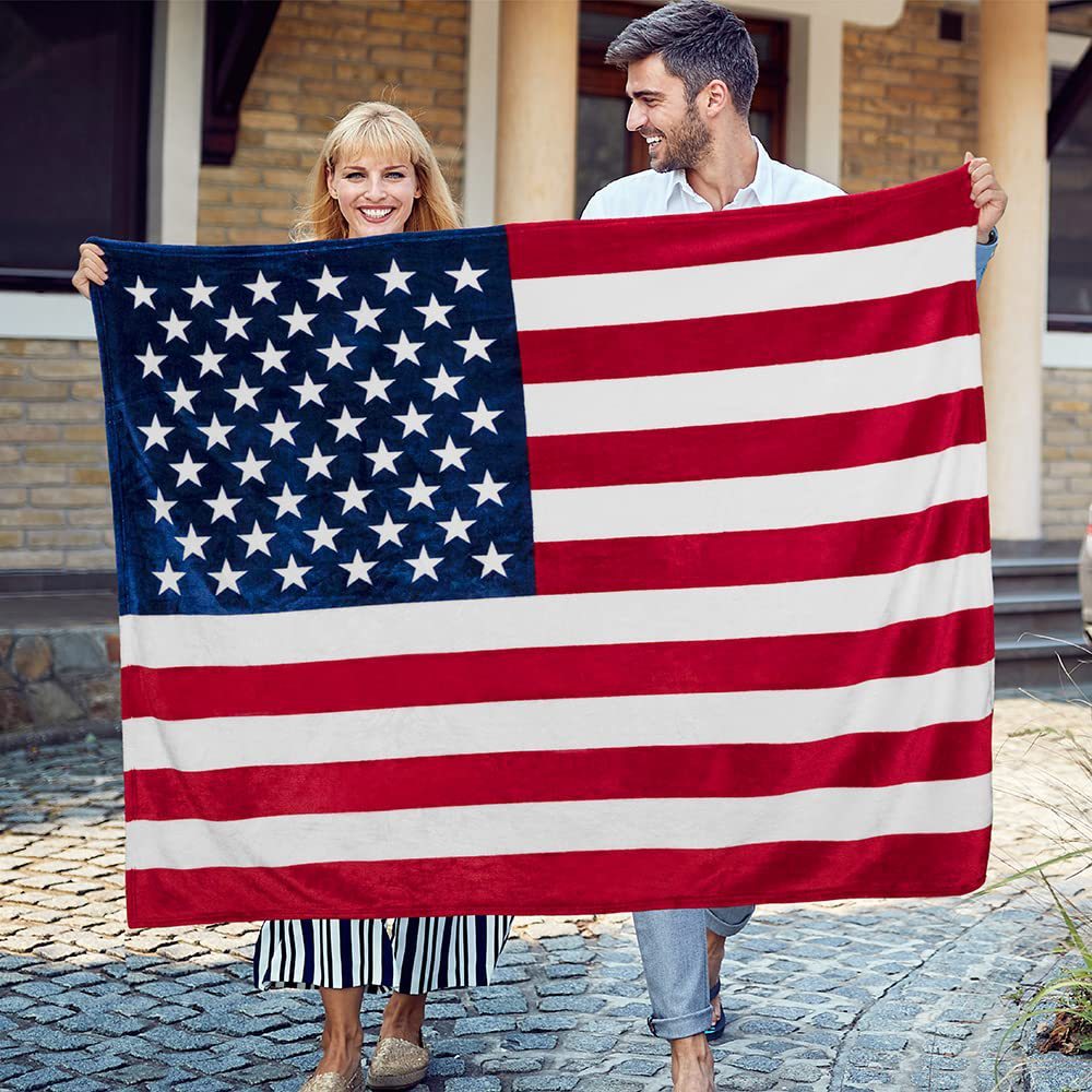 4th of July American Flag Baby Swaddle Blanket Soft Flannel Patriotic Stroller Cover or Nap Blanket