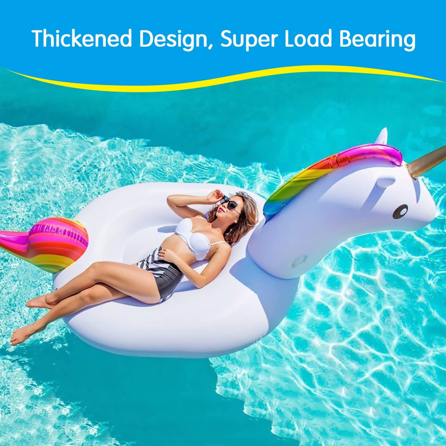 Giant Inflatable Unicorn Pool Float Large Ride-On Water Toy for Kids & Adults | Fun Swimming Pool Lounge Chair for Summer Water Play