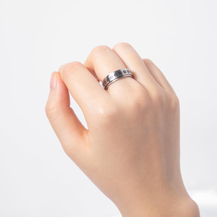 Flower Anxiety Ring Stainless Steel Fidget Ring Birthday Gift For Men Women - soufeelus