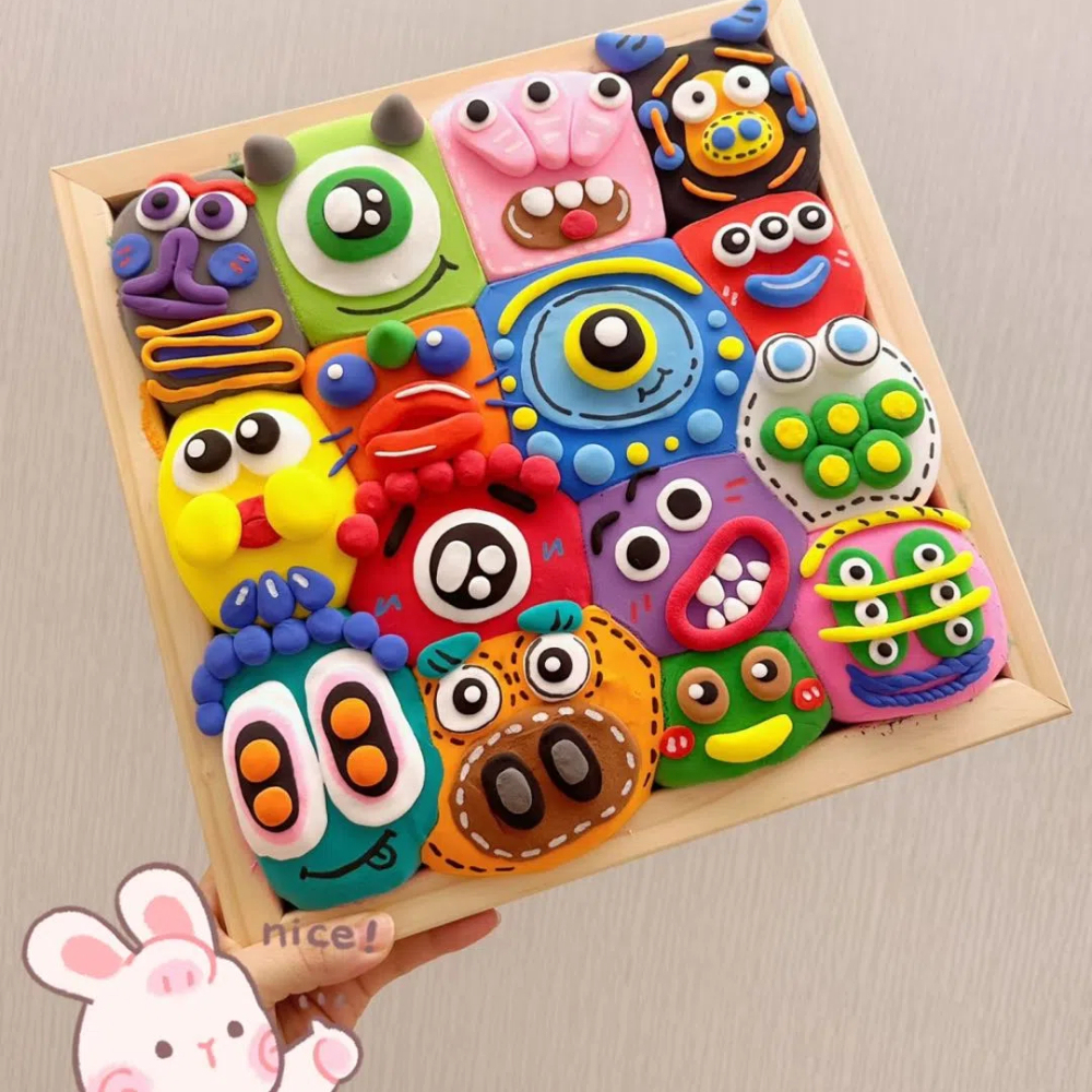 Valentine's Day Couple DIY Clay Painting 48 Color Clay Cute Monster Beautiful Gift For Her Let Your Imagination Run Wild - 3DCrystalGifts