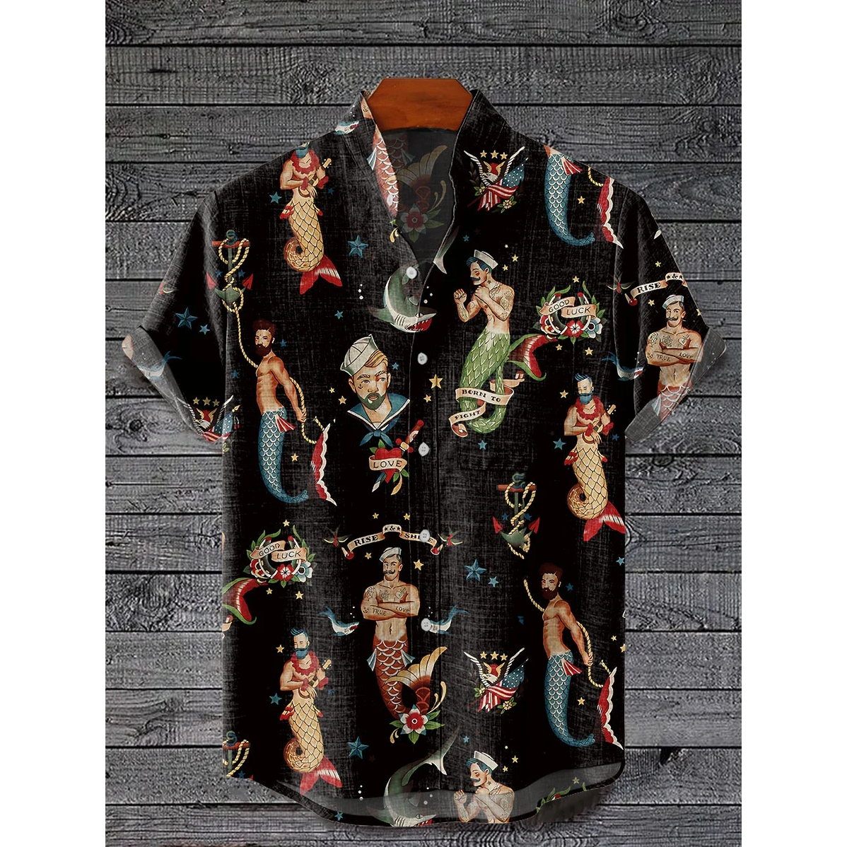 Men's Black Mermaid Shirt Pride Month From Size S to 5XL with Comfortable Butterfly Mesh Fabric Material For LGBTQ