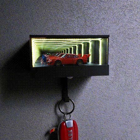 Mini Garage Light-up Keychain Holder Suitable for 1:64 Scale Cars, Perfect for Wall Display, Perfect Gift for Car Lovers
