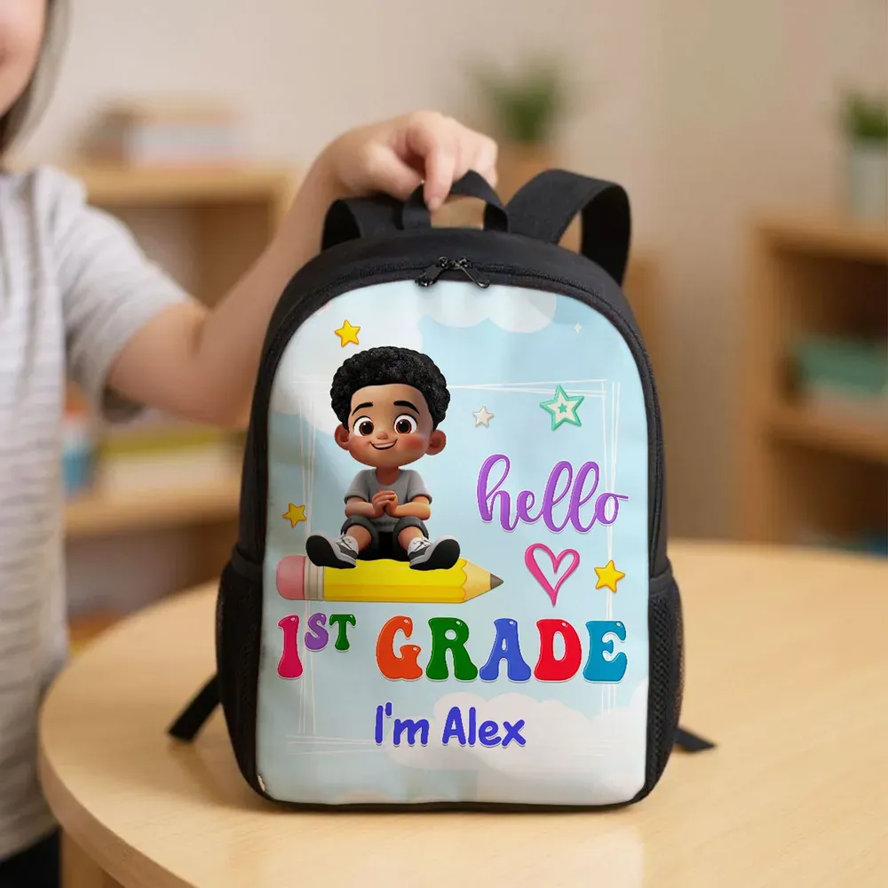 Custom Backpack for Kids | Whimsical Pencil Ride Design, Perfect Back to School Gift