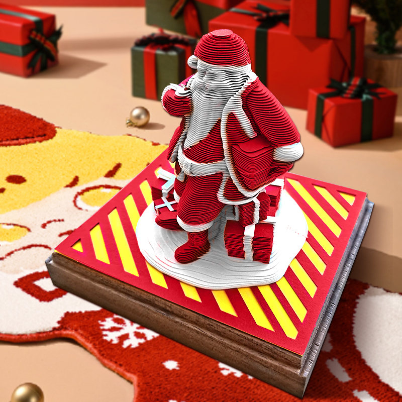 3D Calendar 2025, Notepad Paper Carving Calendar, Desktop Decoration with Light & Dust Cover, Tearable Creative Memo for Office & Home (Christmas Tree House)