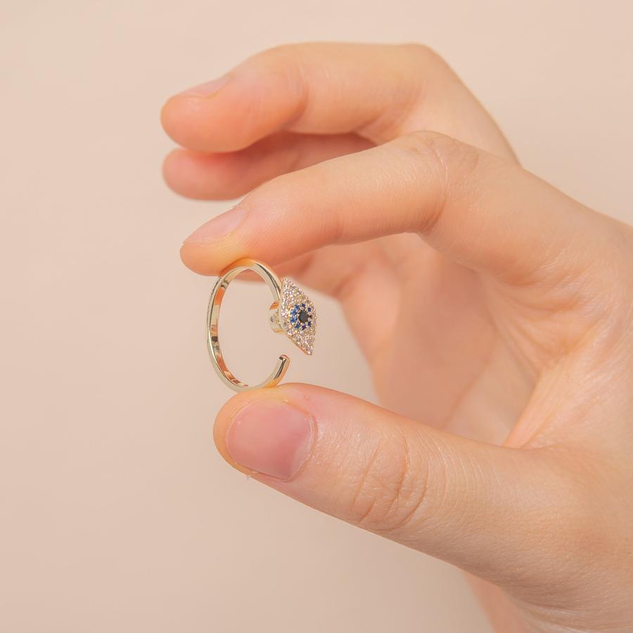 Fidget Ring for Anxiety Evil Eye Adjustable Ring for Her - soufeelus