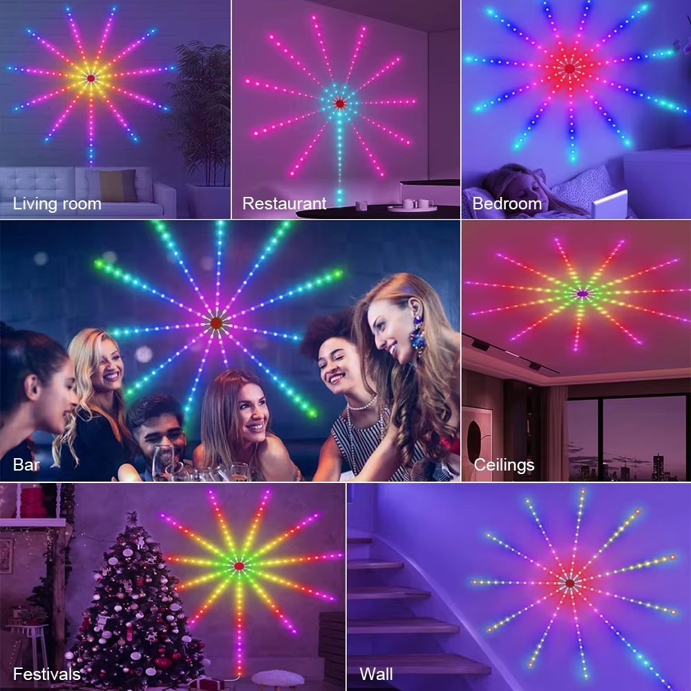 Music Sync Bluetooth APP and Remote Control TV LED Strip Lights,RGB TV Lights Backlight Behind, USB Powered for Bedroom/Gaming (LED Fireworks (10 * 12 inch+1 * 40inch))