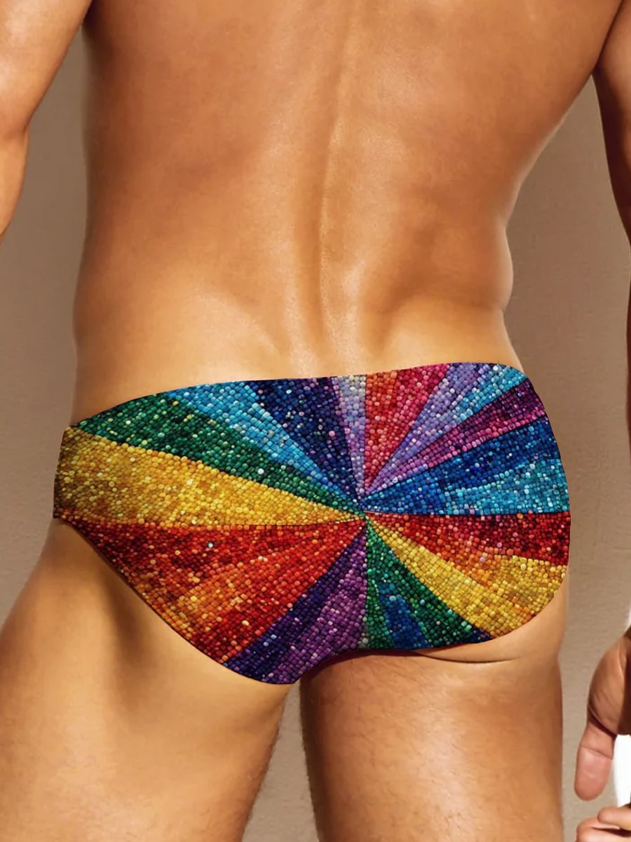 Men’s Shiny Rainbow Stripe Pride Underwear Size S to 3XL Bold LGBT Pri