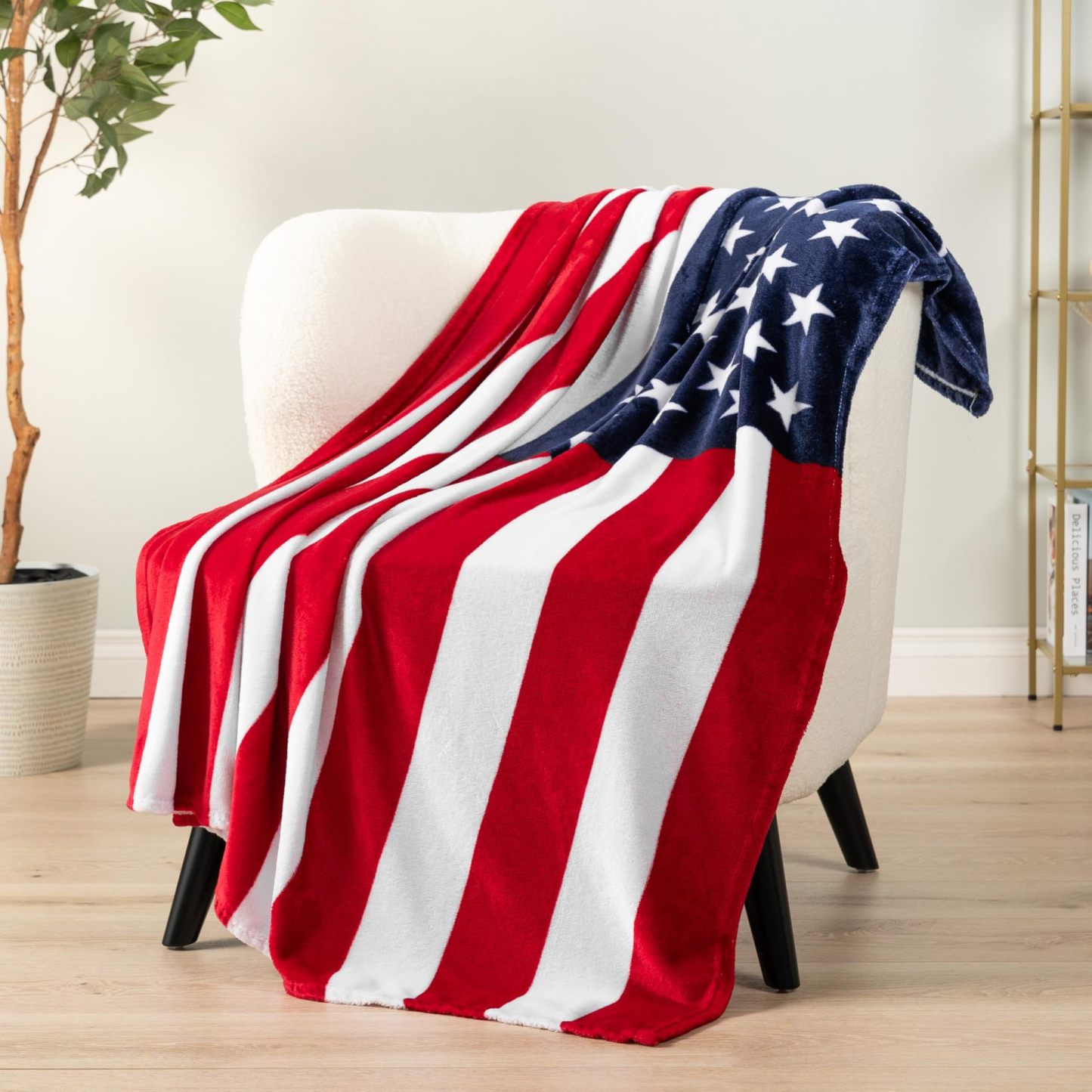 4th of July American Flag Baby Swaddle Blanket Soft Flannel Patriotic Stroller Cover or Nap Blanket