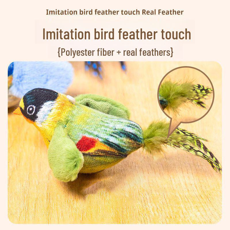 Interactive Plush Bird Cat Toy Hanging Electric Cat Teaser with Realistic Bird Sound for Indoor Play