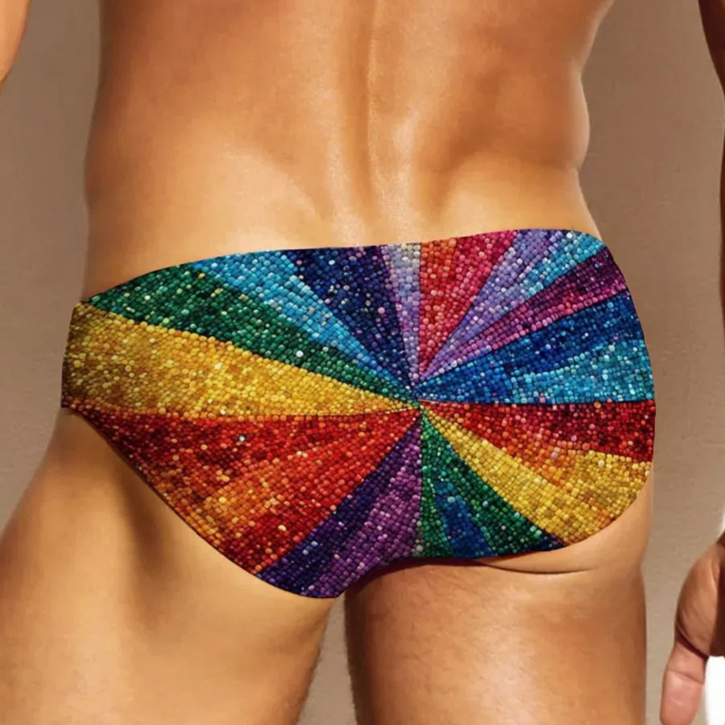 Men’s Shiny Rainbow Stripe Pride Underwear Size S to 3XL Bold LGBT Print Boxer Briefs