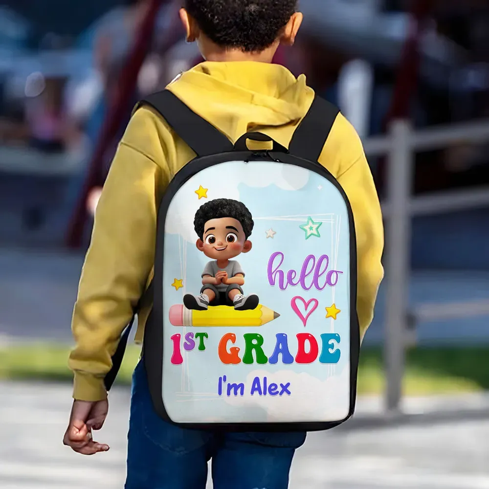 Custom Backpack for Kids | Whimsical Pencil Ride Design, Perfect Back to School Gift