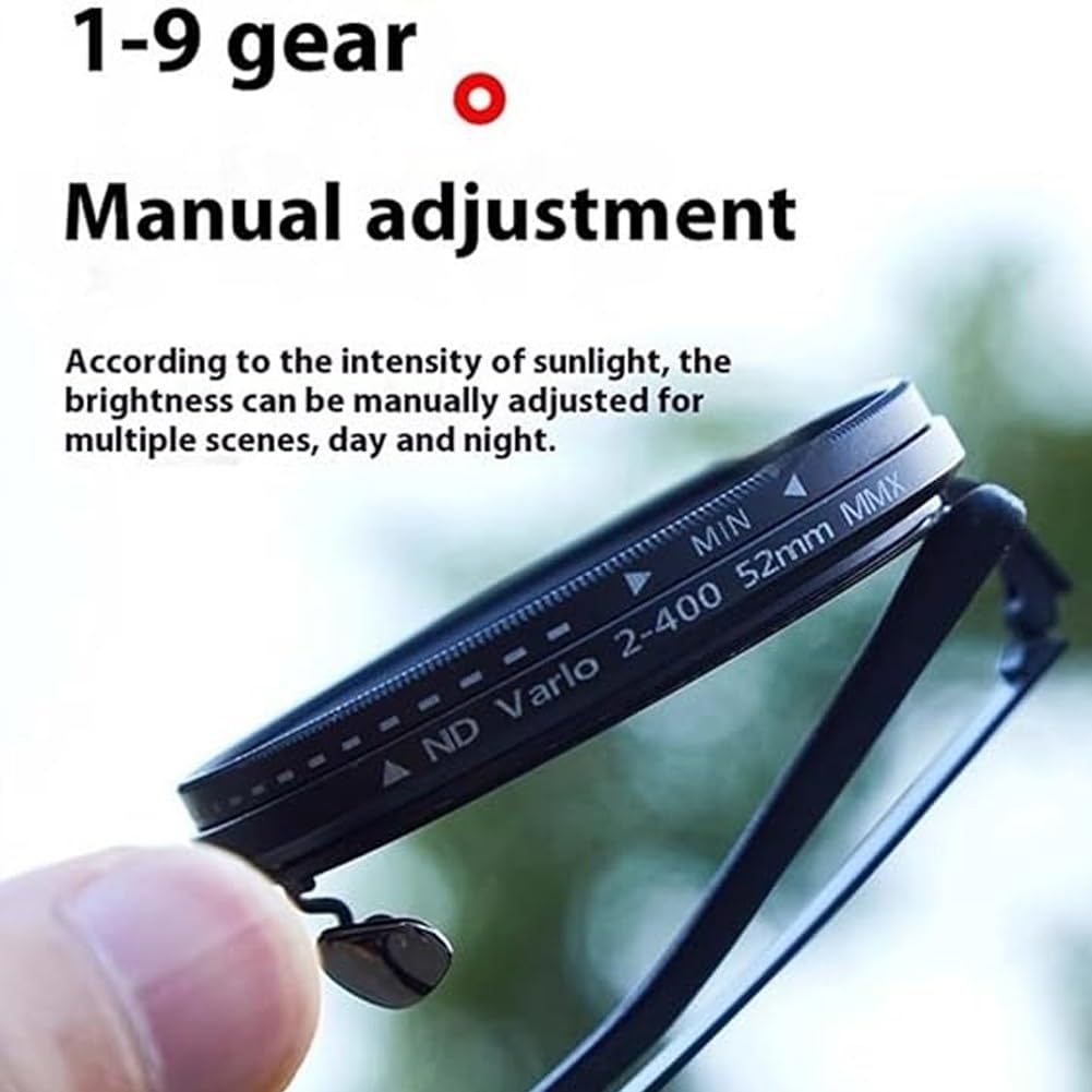 Gojo Adjustable Sunglasses 1–9 Level Tint Control, Moonglass ND Filter Lenses, Rounded Polarized Eyewear