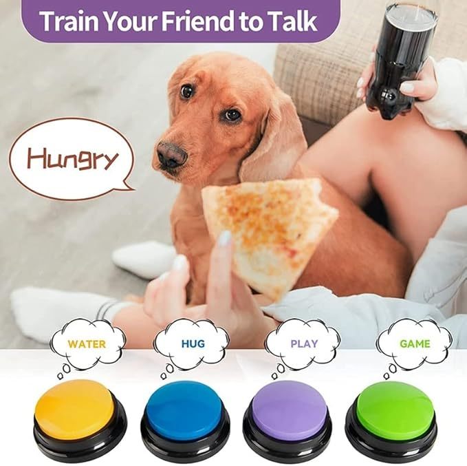 Pet Communication Buttons: 4-Pack Recordable Dog Cat Training Buzzers Set Pet Training Gift For Pet Lovers Animal Person