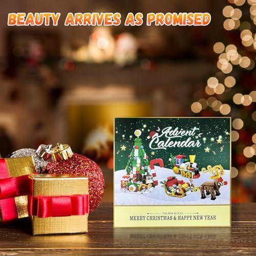 Christmas Advent Calendar 2025 Building Blocks for Adults- 24 Pack Assembly Blocks 24 Days Countdown Advent Calendar with Christmas Tree, Reindeer Sleigh & Train