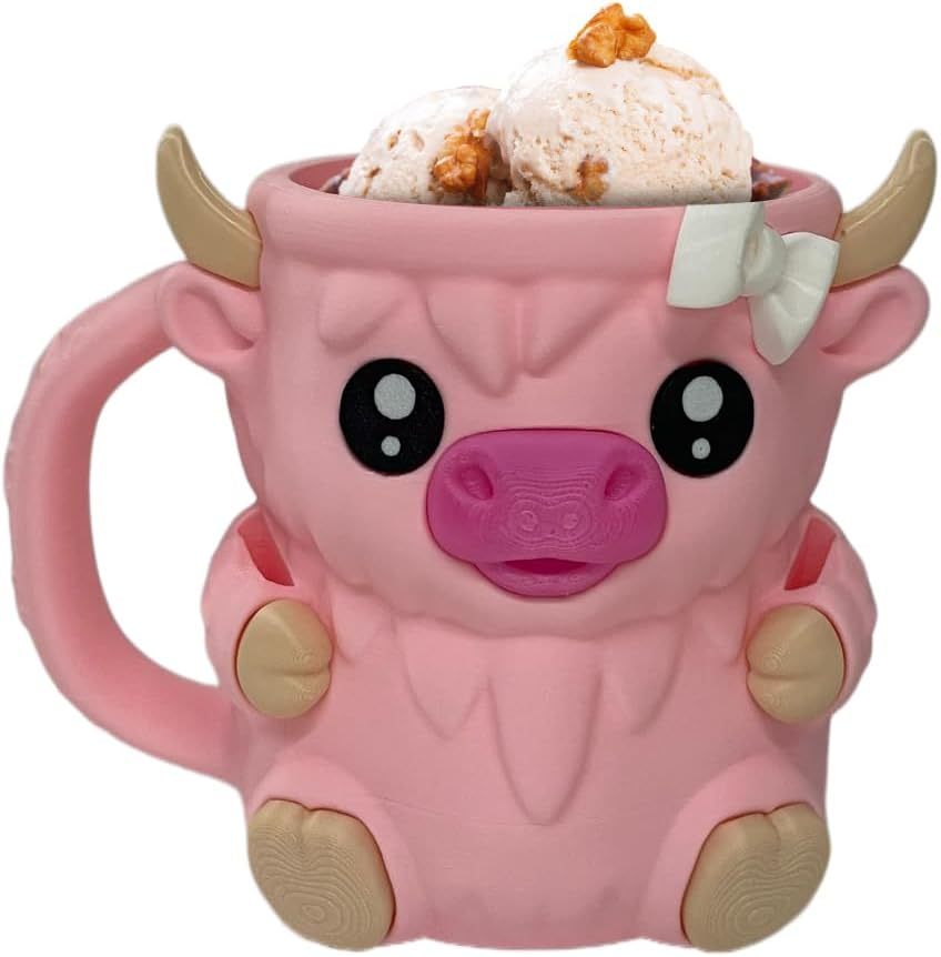 Christmas Gifts Cute Cow Style Ice Cream Pint Holder with Handle and Spoon – Reusable Antifreeze Cooler Sleeve for Ice Cream, Drinks, and Desserts – Funny Cow Gifts for Ice Cream Lovers