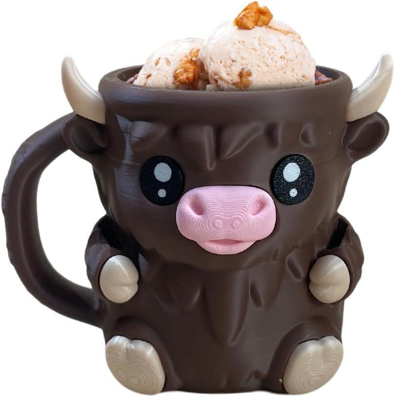 Christmas Gifts Cute Cow Style Ice Cream Pint Holder with Handle and Spoon – Reusable Antifreeze Cooler Sleeve for Ice Cream, Drinks, and Desserts – Funny Cow Gifts for Ice Cream Lovers