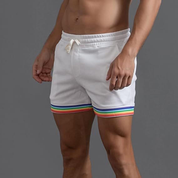 2025 Men's 3D Digital White Print Compression Beach Shorts Striped Sporty Swimwear | Slim Fit, Youth Style, M–4XL