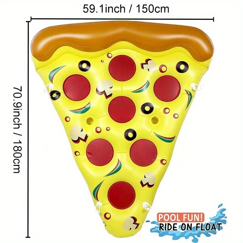 71" Giant Pizza Slice Pool Float Extra Large Inflatable Raft for Adults with Cup Holder Durable PVC Lounge Floatie for Pool & Beach Parties