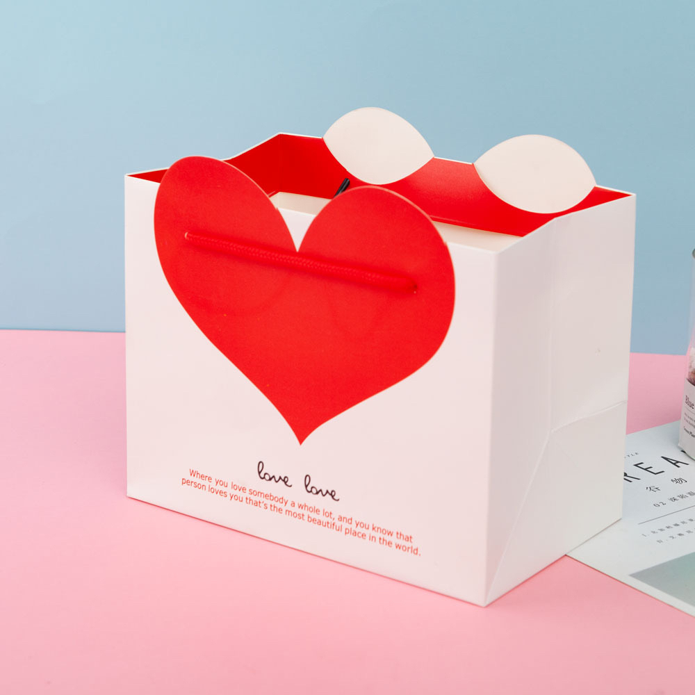 Red LOVE White Bag(8.66"*4.72"*6.69") - 3DCrystalGifts