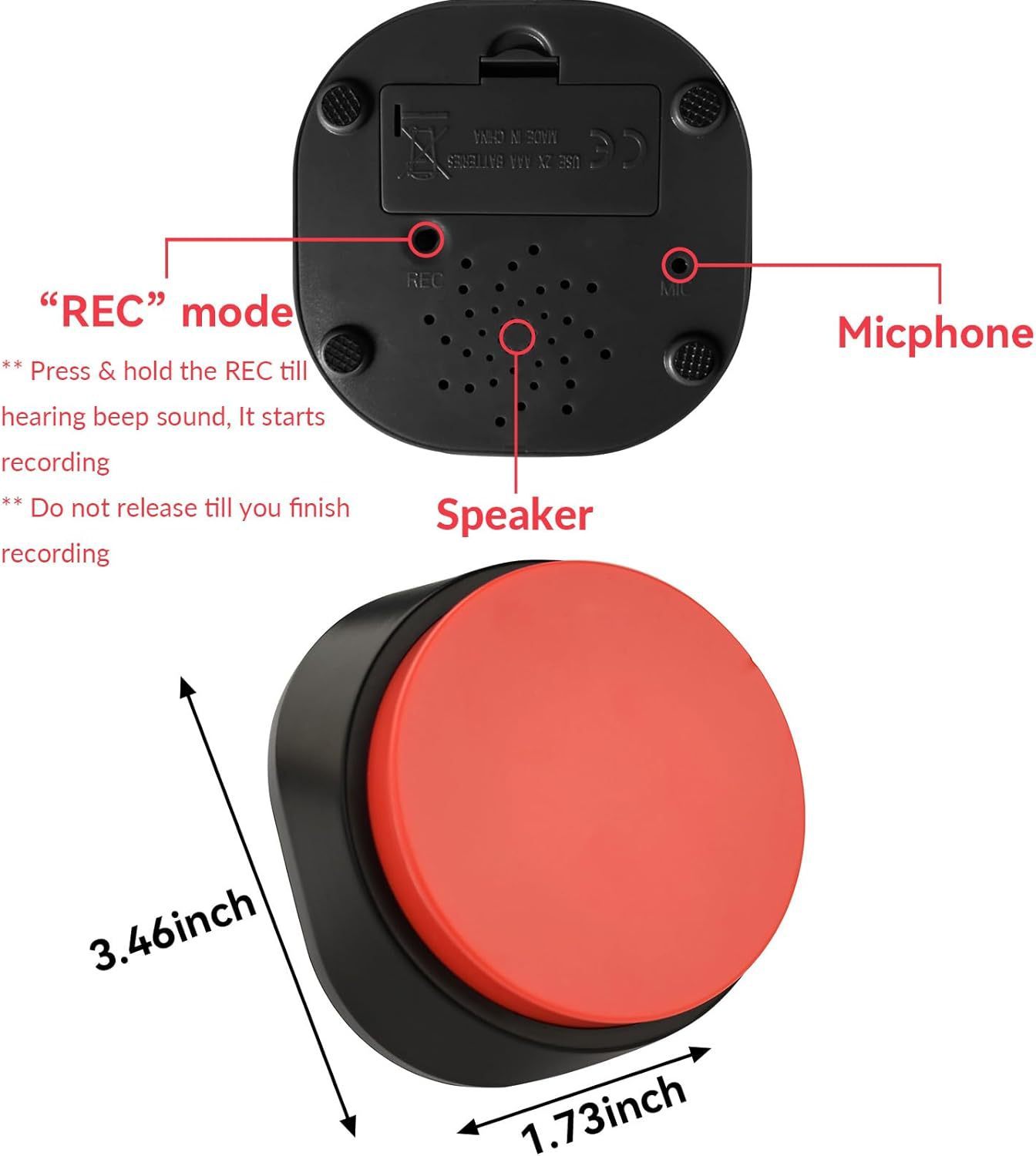 Rechargeable Pet Talking Button | Sound Pet Button Training Toy for Dogs & Cats