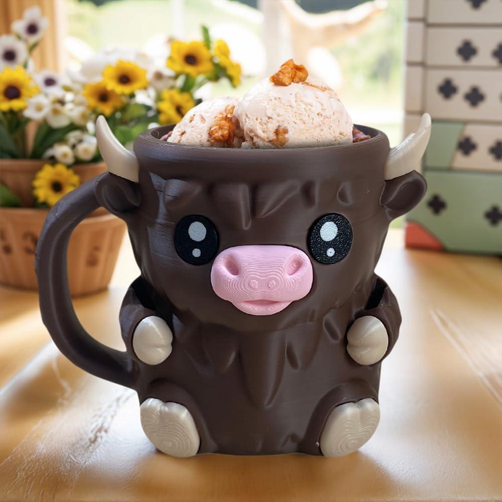 Christmas Gifts Cute Cow Style Ice Cream Pint Holder with Handle and Spoon – Reusable Antifreeze Cooler Sleeve for Ice Cream, Drinks, and Desserts – Funny Cow Gifts for Ice Cream Lovers