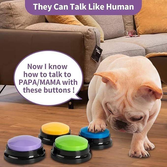Pet Communication Buttons: 4-Pack Recordable Dog Cat Training Buzzers Set Pet Training Gift For Pet Lovers Animal Person