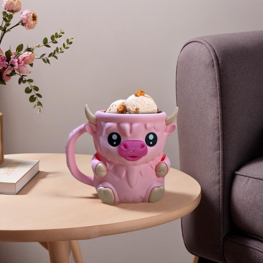 Christmas Gifts Cute Cow Style Ice Cream Pint Holder with Handle and Spoon – Reusable Antifreeze Cooler Sleeve for Ice Cream, Drinks, and Desserts – Funny Cow Gifts for Ice Cream Lovers