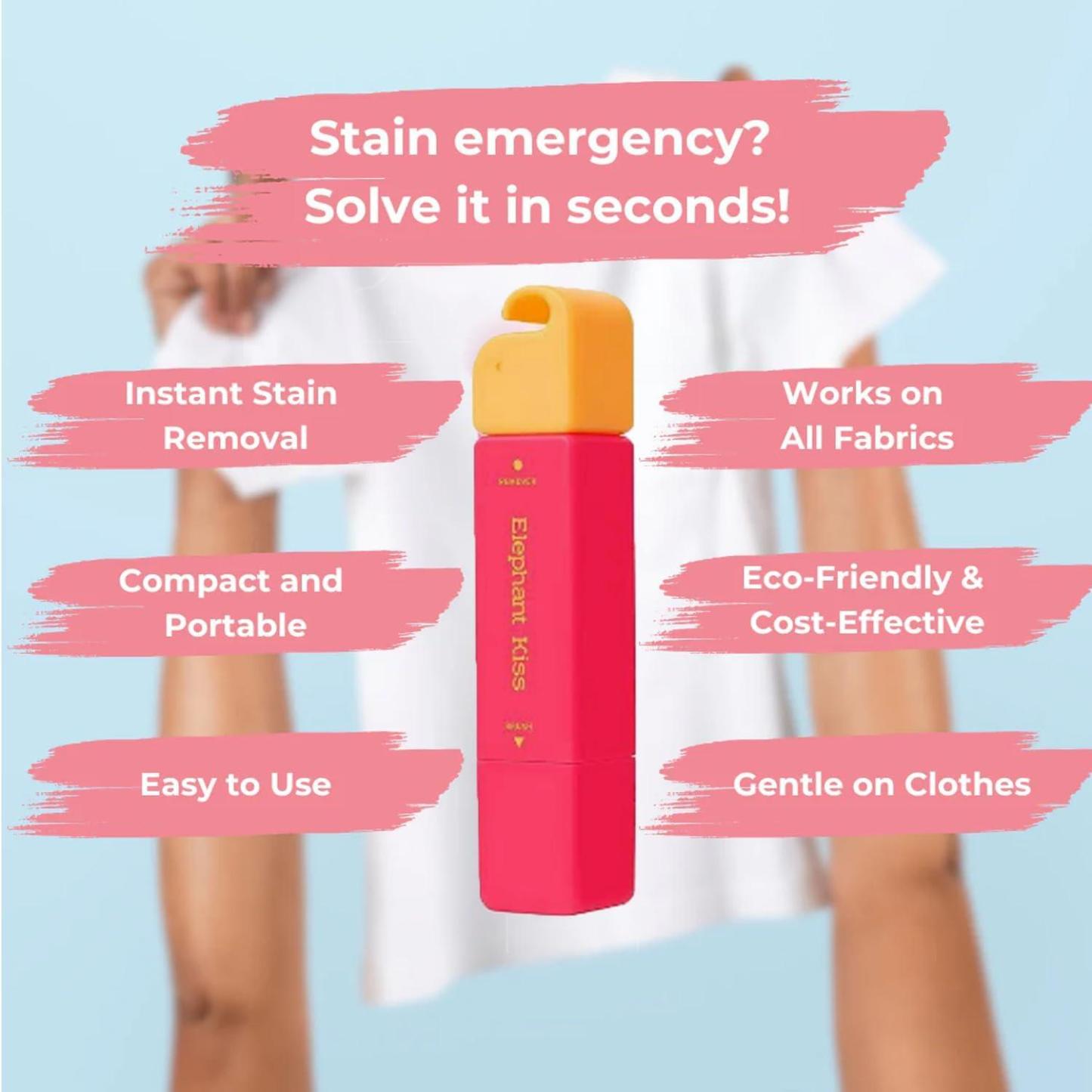 Stain Remover Pen, 2-in-1 Active Eraser & Brush for Clothes, Instant Stain Remover Keychain for On-the-Go Cleaning, Tackles Stubborn Stains & Safe on Fabrics