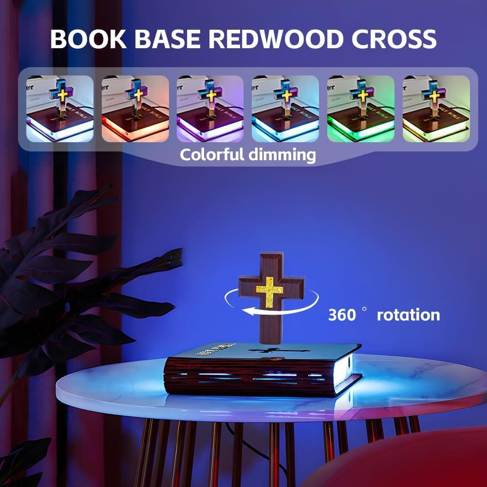 Handmade Levitating Cross Lamp, Technology Handmade Floating Cross, Magnetic Levitating Cross Lamp Bible Nightlight, Maglev Cross Ornament, Halloween Decoration with Glowing Base Festival Gift